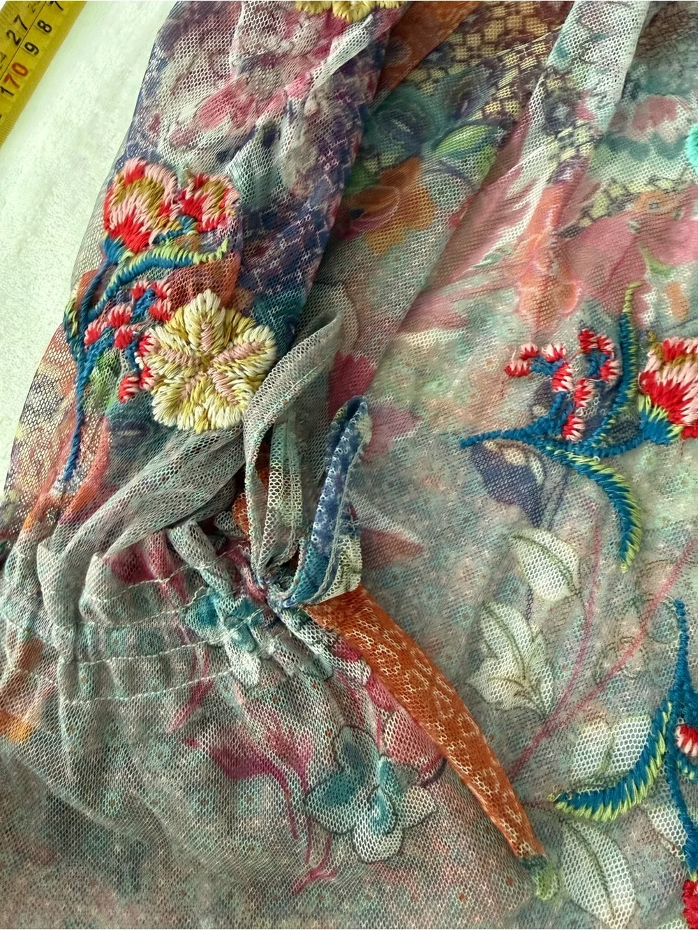 Johnny Was CALLIOPE MESH Lavender Floral BLOUSE with Cami Size Large E06